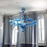 Murano Glass Chandelier Contemporary Light Blue - 8 Light