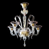 Murano Glass Chandelier Pastoral Clear with Pink and 24Kt Gold Accents Image