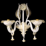 Murano Glass Classic Sconce with Hanging Pendants – Cloudy White with 24Kt Gold Accents