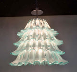 Murano Glass Saddle “Selle” Waterfall Chandelier – Light Green and White.