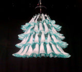 Murano Glass Saddle “Selle” Waterfall Chandelier – Light Green and White.