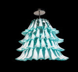 Murano Glass Saddle “Selle” Waterfall Chandelier – Light Green and White.