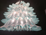 Murano Glass Saddle “Selle” Waterfall Chandelier – Light Green and White.