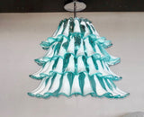 Murano Glass Saddle “Selle” Waterfall Chandelier – Light Green and White.
