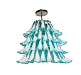 Murano Glass Saddle “Selle” Waterfall Chandelier – Light Green and White.