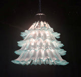 Murano Glass Saddle “Selle” Waterfall Chandelier – Light Green and White.