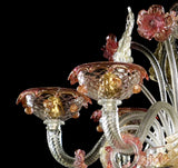 Murano Glass Chandelier – Clear Cristallo with Pink and 24Kt Infused Accents