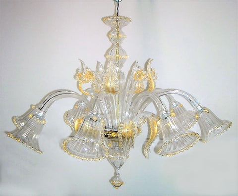 Murano Glass Chandelier 5035 Crystal w/ 24Kt Gold Accents Image