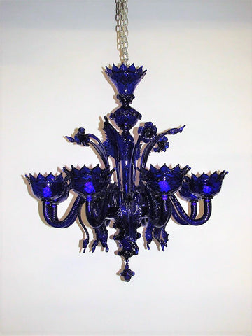 Murano Glass Chandelier – Classic Dark Blue Blue Scuro