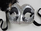 Venetian Feathered Masquerade Mask Black