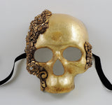 Venetian Skull and Roses Mask Gold