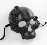 Venetian Skull Mask - Skulls and Roses - Black