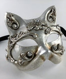 Venetian Silver Baroque Cat Mask Image