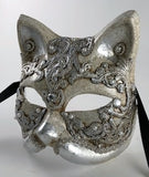 Venetian Silver Macrame Cat Mask Image