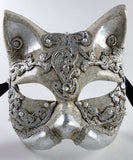 Venetian Silver Macrame Cat Mask Image