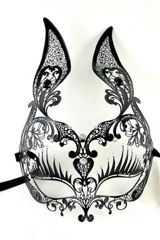 Venetian Mask Laser Cut Metal Elegant Rabbit Black Image