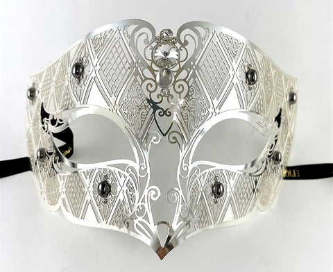 Venetian Mask Laser Cut Metal Smoking Silver Image