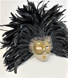 Feathered Volto Carnevale Mask Black and Gold Eyes Wide Shut Masquerade Image