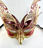 Venetian Laser Cut Metal Mask The Elegant Devil Red and Gold Image