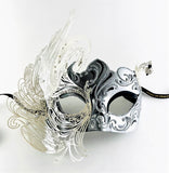Venetian Mask Laser Cut Metal Swan Silver Image