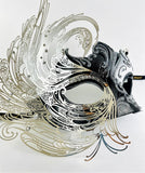 Venetian Mask Laser Cut Metal Swan Silver Image