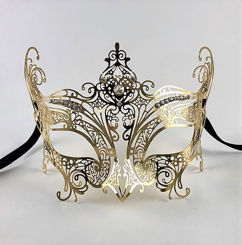 Venetian Mask Laser Cut Metal Catwoman Gold Image