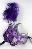 Feathered Cigno Masquerade Mask Purple and Silver Image
