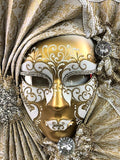 Venetian Volto Ventaglio Luxe Fan Mask White Image
