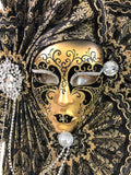 Venetian Volto Ventaglio Luxe Fan Mask Black Image