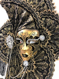 Venetian Volto Ventaglio Luxe Fan Mask Black Image