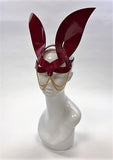 Erotic Mistress Boudoir Bunny Mask– Red Patent Vinyl with Hanging Chain