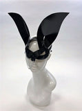 Erotic Mistress Boudoir Bunny Mask– Black Patent Vinyl with Hanging Chain