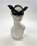 Erotic Mistress Boudoir Kitten Mask – Black Patent Vinyl with Hanging Chain