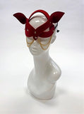 Erotic Mistress Boudoir Kitten Mask Red Velveteen with Hanging Chain Image