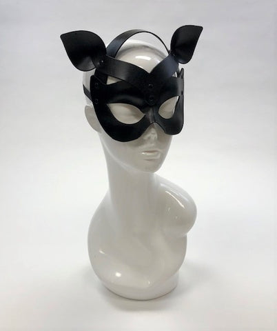 Erotic Mistress Boudoir Kitten Mask Black Leather Image