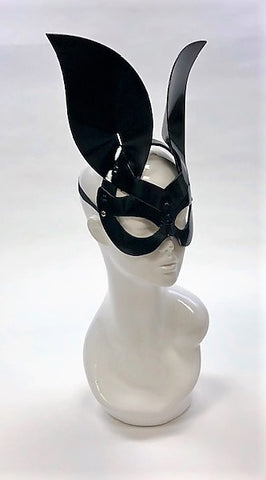 Erotic Mistress Boudoir Bunny Mask Black Patent Vinyl Image