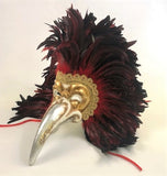 Venetian Feathered Doctor/Piume Uccello Carnevale Mask  Red Image