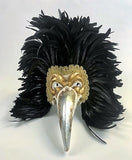 Venetian Feathered Doctor/Piume Uccello Carnevale Mask - Black