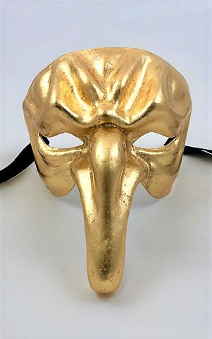 Pulcinella Venetian Mask - Gold