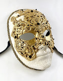 Volto Macrame Gold – Eyes Wide Shut Mask Crackle Finish with Black Swarovski Crystals