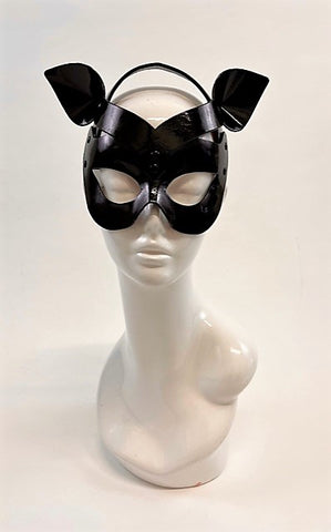 Erotic Mistress Boudoir Sexy Kitten Mask Black Patent Vinyl Image
