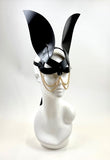 Erotic Mistress Boudoir Bunny Mask– Black Patent Vinyl with Hanging Chain