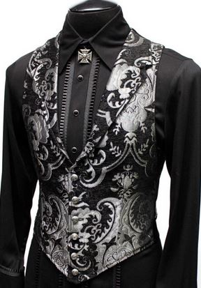 Men’s Victorian Aristocrat Vest Silver on Black Image